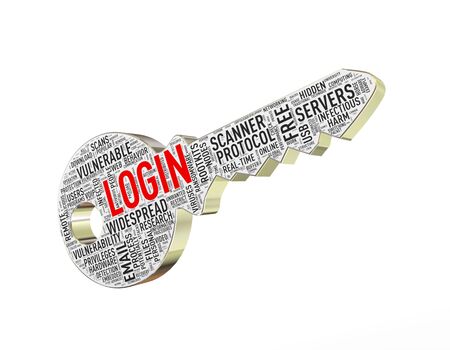 3d rendering of login wordtags wordcloud key の写真素材