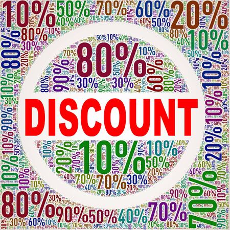 Illustration of special percent number sale discount wordcloud wordtagの写真素材
