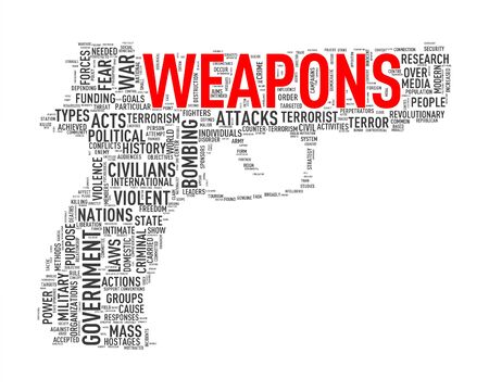Illustration of pistol shape tags wordcloud of concept weaponsの写真素材