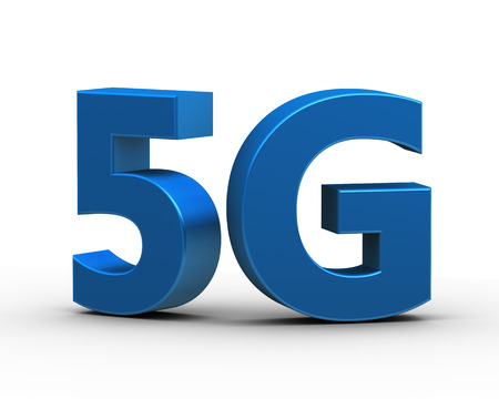 3d rendering of 5G text word wireless communication technology symbol