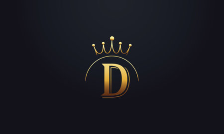 D gold golden monogram luxury letter with crown icon for company and businessのイラスト素材