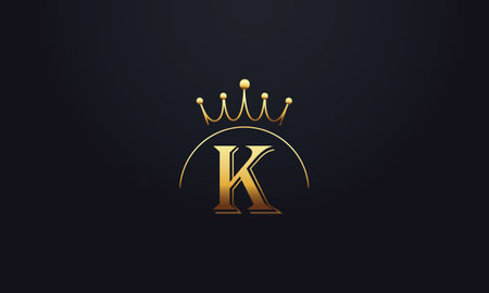 K gold golden monogram alphabet letter logo icon design with king crown. Royal luxury logotype conceptのイラスト素材