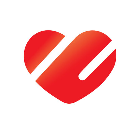 Red heart with white stripe on itのイラスト素材