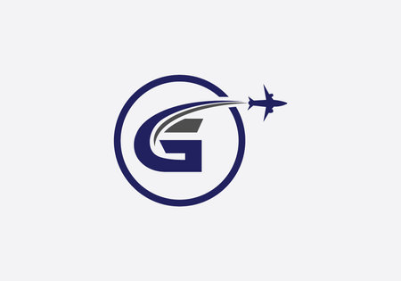 Initial Letter G Airplane Logo Design Vector Template. Travel Aviation Logotypeのイラスト素材