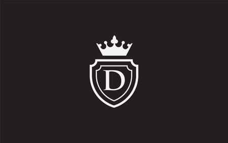 Initial Letter D Logo with Simple shield and crown icon for business brandingのイラスト素材