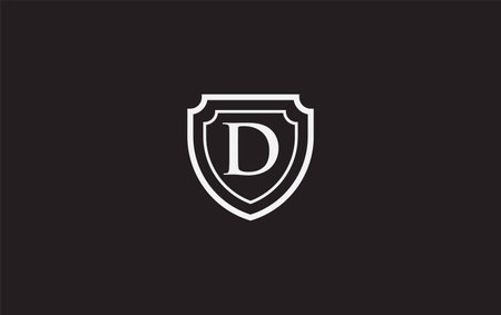 Letter D shield logo icon design template elements in black and white colorsのイラスト素材