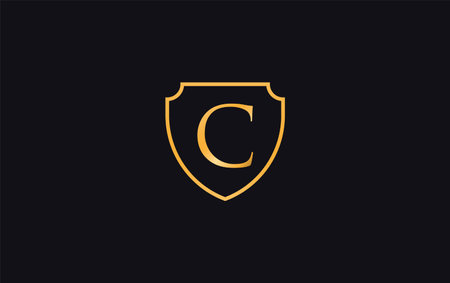 Initial Letter C Logo With Shield Icon. Creative Security Logotype Concept.のイラスト素材
