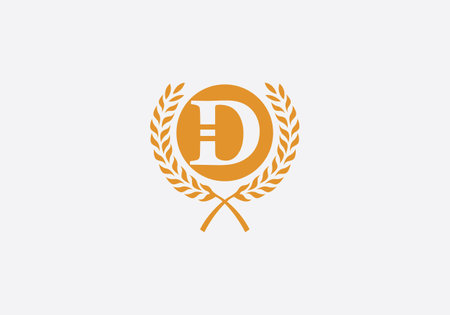 Initial Letter D Logo with Wheat, Elegant and Elegant Styleのイラスト素材