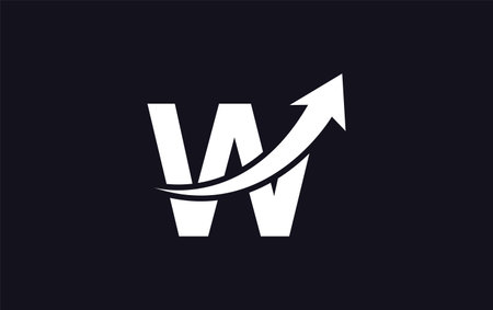 letter W with arrow up logo icon for business design. Suitable for a company logotypeのイラスト素材