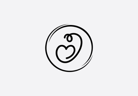 I Heart and stethoscope line art logo icon vector illustration design templateのイラスト素材