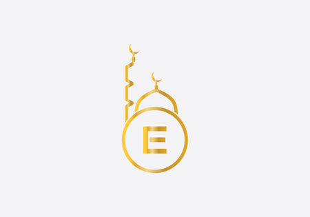 Elegant Arabic letter E logo design vector. Elegant letter E logo designのイラスト素材