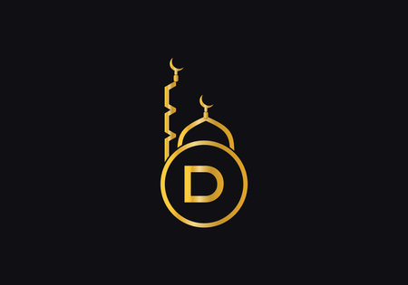 Initial Letter D Logo With Mosque Icon, Creative and Elegant Design Templateのイラスト素材