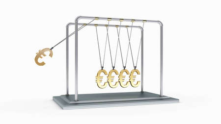 3D gold pendulum newton euros の写真素材