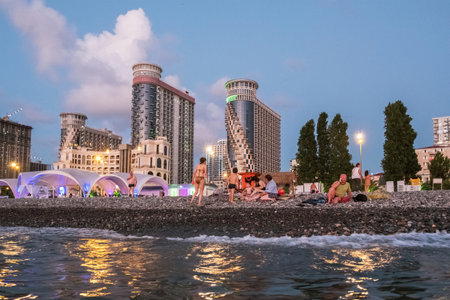 Batumi, Georgia 21 July 2018. view of Batumi beach from the seaのeditorial素材