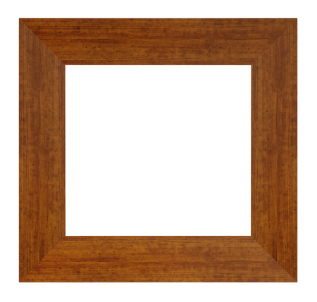 Vintage brown wooden frame on a white background, isolatedの写真素材