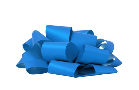 Blue gift bow on a whiteの写真素材