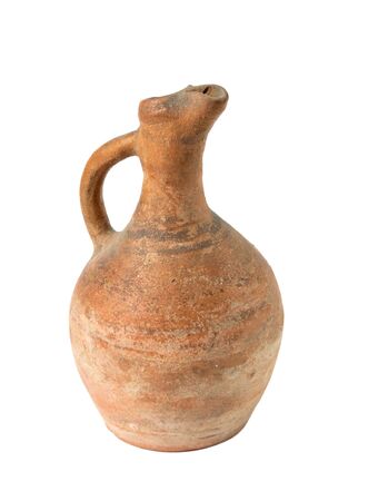 A traditional Georgian clay wine jug on a whiteの写真素材