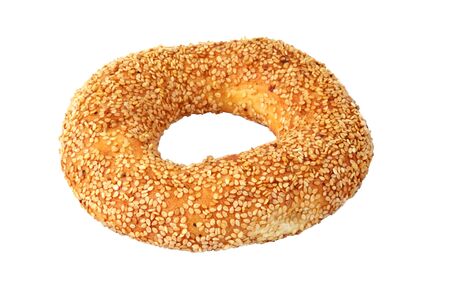 Bagel with sesame on a white background, isolatedの写真素材