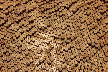 Rows of the shiny bullets, flat viewの写真素材