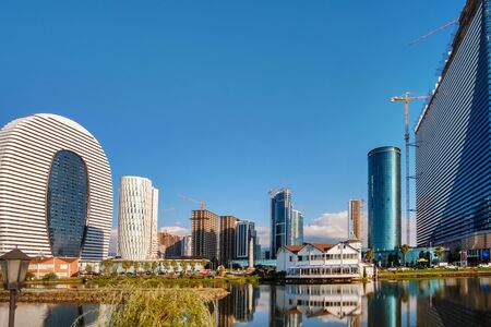 View of the cityscape on the lake bank. Batumi, Georgiaの写真素材