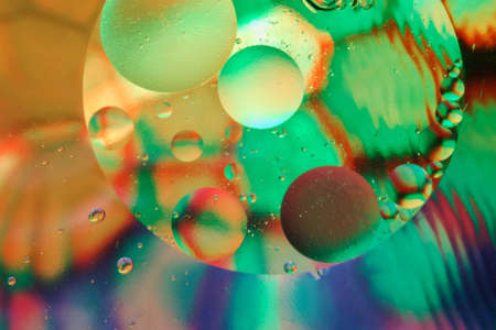 Colorful abstract background with gradient of different colors, oil drops in water abstract bubbles...