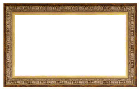 Vintage golden frame isolated on a white background