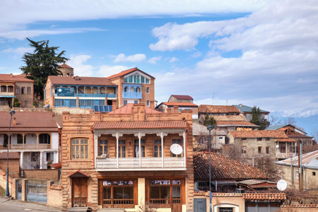 Telavi, Georgia, February, 28, 2021: Old historical part of Telavi town, capital city of Kakheri region, Georgiaのeditorial素材