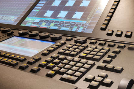 Detail of a professional stage lighting control console