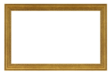 Old style vintage golden frame isolated on a white backgroundの写真素材