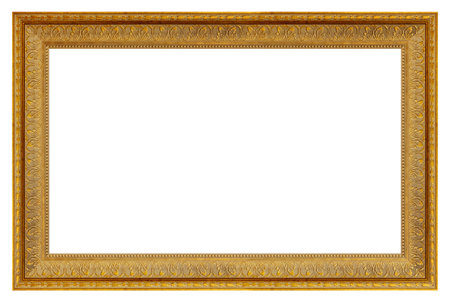 Old style vintage golden frame isolated on a white backgroundの写真素材