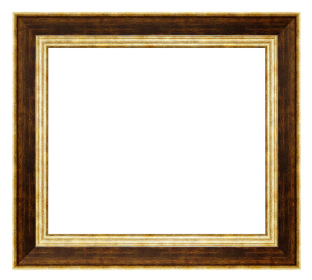 Old style vintage golden and brown frame isolated on a white backgroundの写真素材