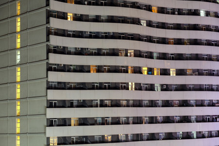 Background of the skyscraper's facade with windowsの写真素材