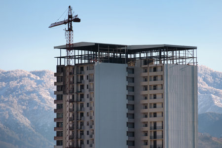 Tall building under constructionの写真素材
