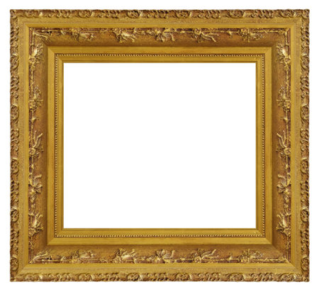 Old style vintage golden frame isolated on a white background