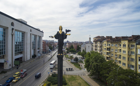 Aerial view of the St. Sophia statue, Sofia, Bulgariaの写真素材