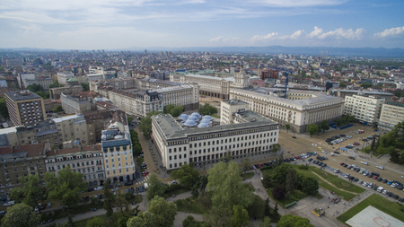 Aerial view of downtown Sofia, Bulgariaの写真素材