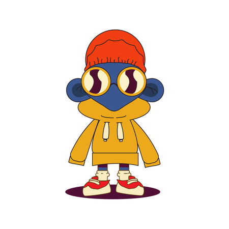 Cartoon boy in a gas mask. Vector illustration on white background.