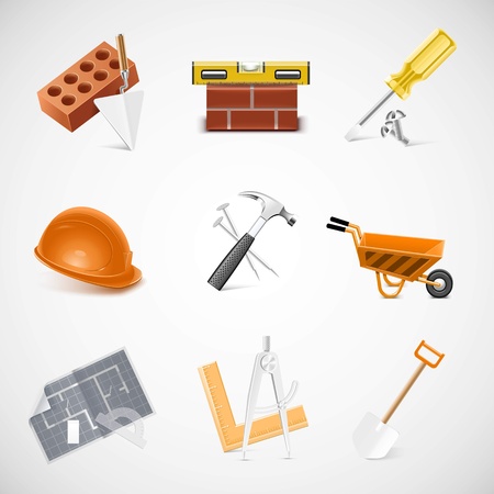 building and construction detailed vector icon setのイラスト素材