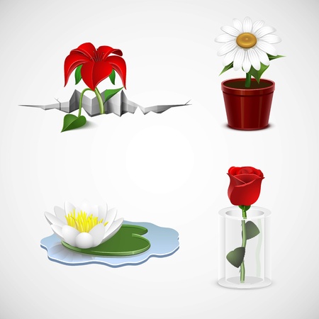 flowers vector icon setのイラスト素材