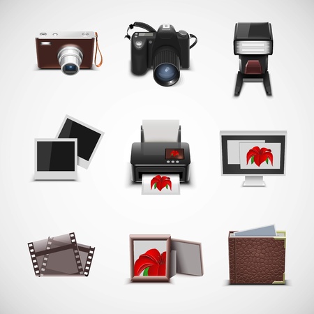 photo equipment vector icon setのイラスト素材