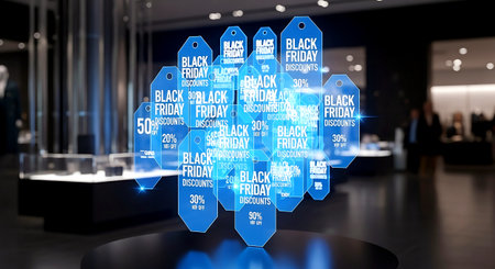 Cyber monday sales concept on virtual screen. 3d renderingの素材