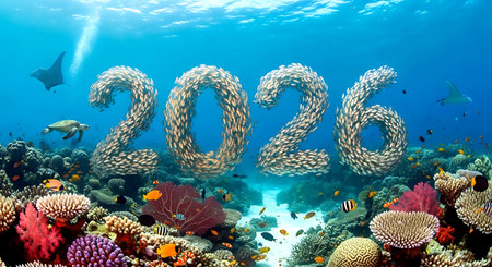 Tropical fish swimming around the coral reef in the Red Seaの素材