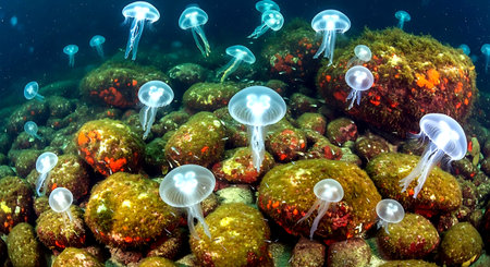 Jellyfish on the reef of the Red Sea, Egypt.の素材