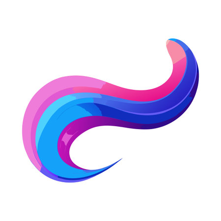 Abstract blue and pink wavy vector icon isolated on white background.のイラスト素材