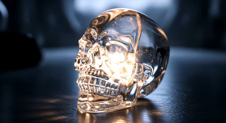 Skull on dark background. Halloween concept. 3D Renderingの素材