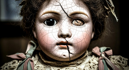 Creepy doll in a fantasy world. Close-up.の素材