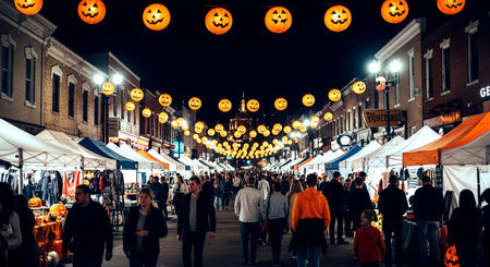 Halloween market in the old town of Boston, Massachusetts, USA.の素材