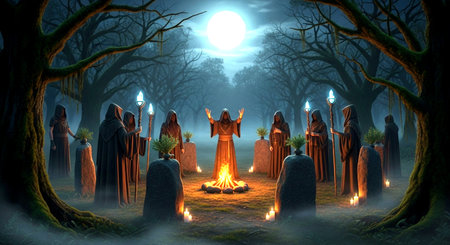 Halloween background with burning candles in the cemetery. 3d renderingの素材