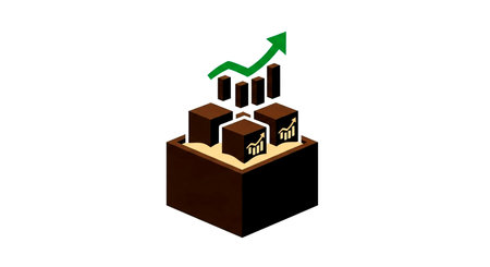 Illustration of a 3d isometric graph showing growth in a boxの素材