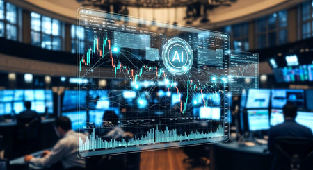 Business intelligence (AI) and financial analytics (BA) concept.の素材